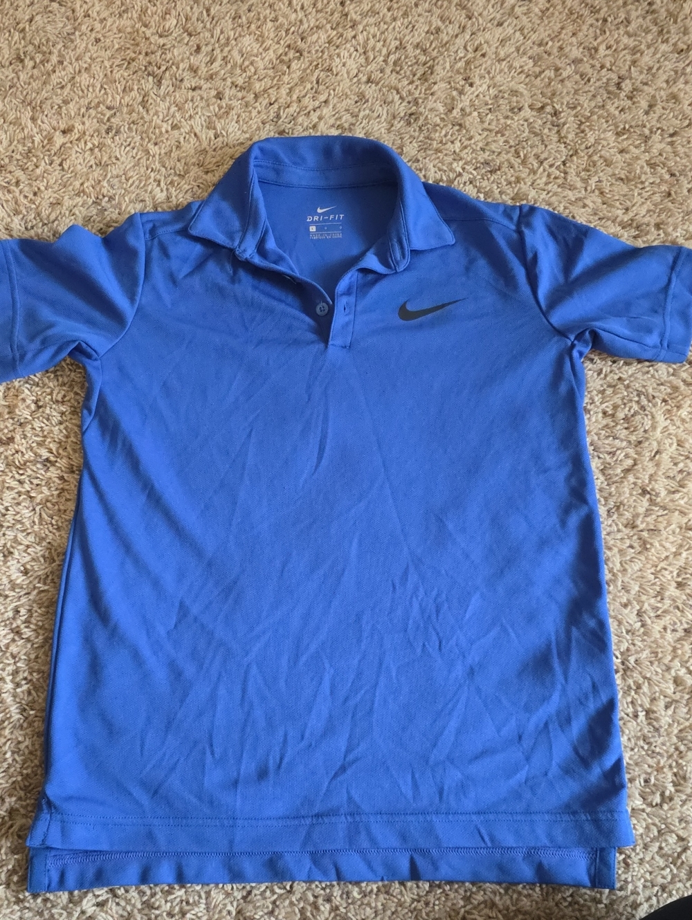 Nike Boy’s Blue Polo Shirt with Black Swoosh